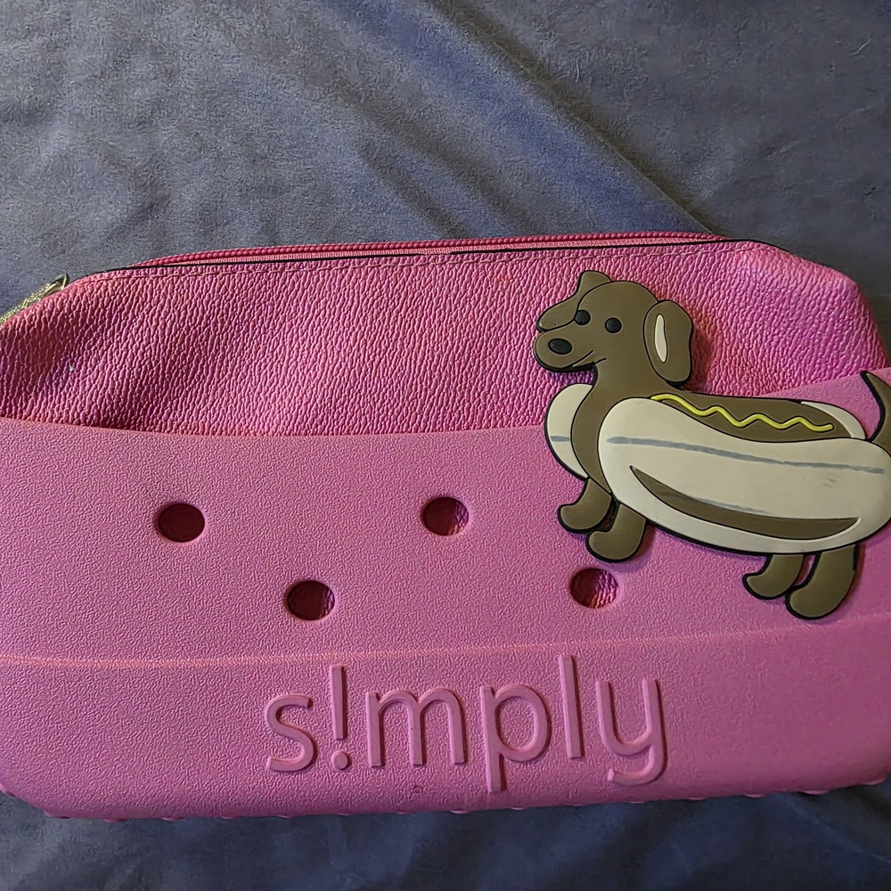Playful Pink Simply Pouch with Hot Dog Design